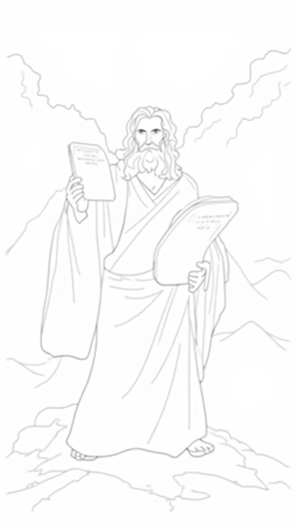 moses and 10 commandments coloring page